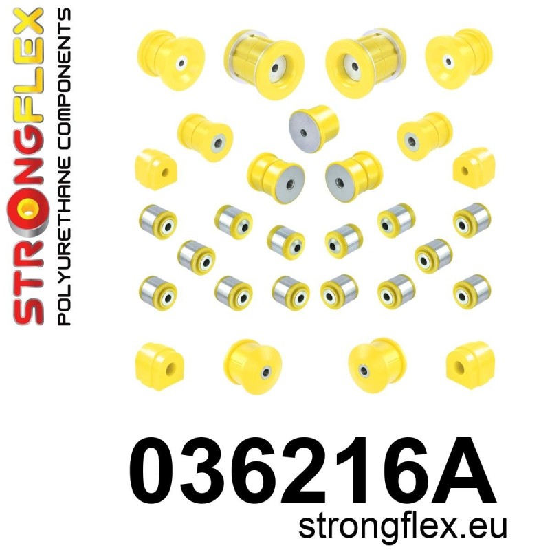 [036216A] Full suspension polyurethane bush kit SPORT for BMW E90, E91, E92, E93 | Strongflex Polyurethane