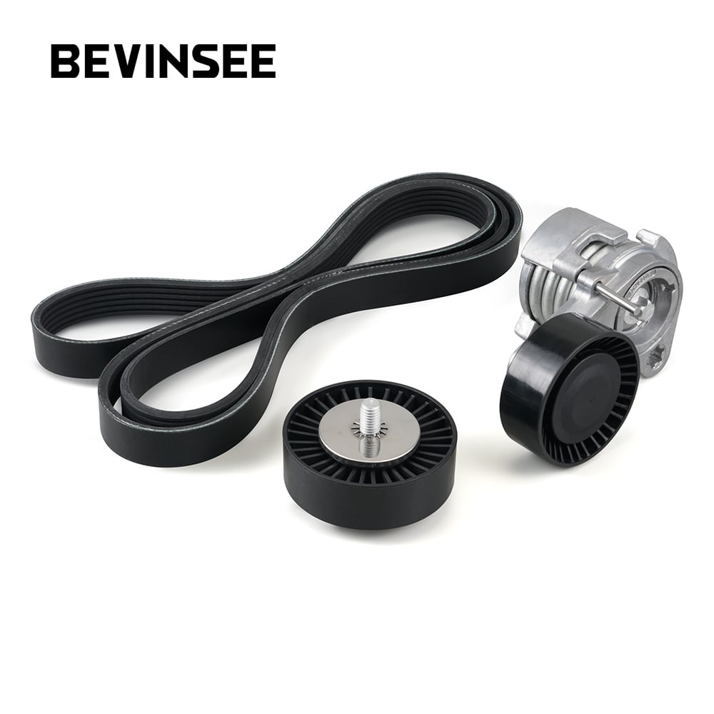 Bevinsee Drive Belt Pulley Tensioner Kit with Bolt – for BMW E90 E91 E92 E93 E60 E83 N52 Engine