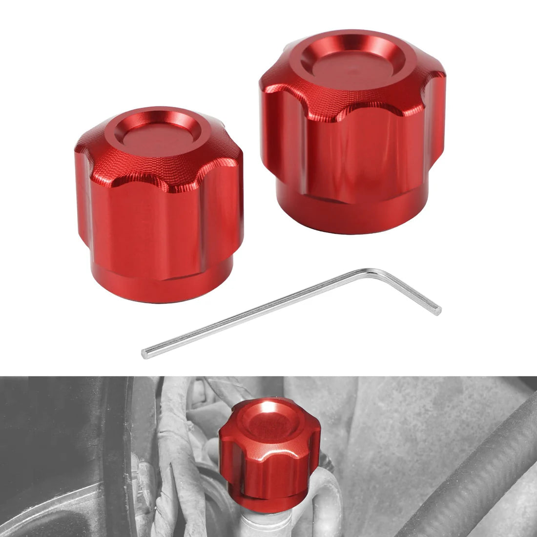 Bevinsee Billet Aluminum A/C Line Cap Kit for BMW & MINI