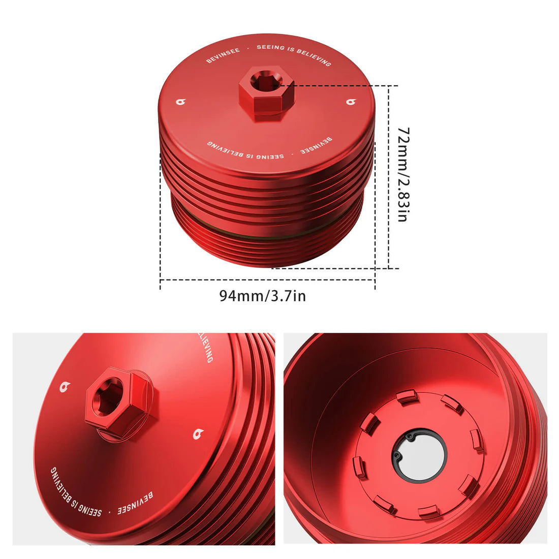 Bevinsee Magnetic Billet Aluminum Oil Filter Housing Cap for BMW N54, N55, S55, N52 & N20