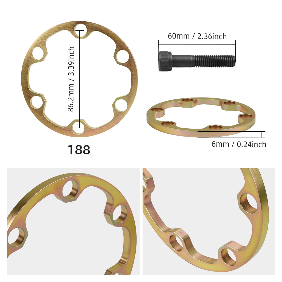 Bevinsee 188 Version Case Differentials Axle Driveshaft Spacer – for BMW E36 E46 E9X Non-M