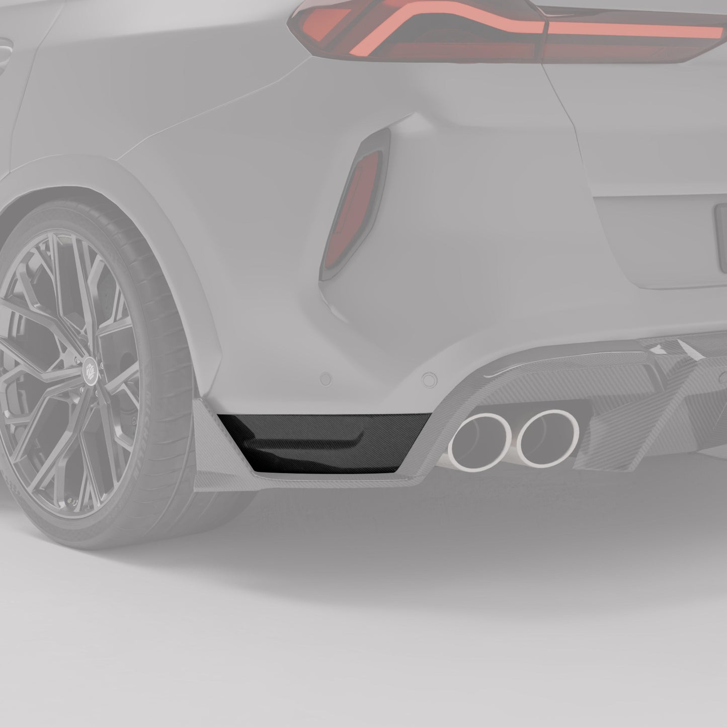 BMW X6M F96 LCI Carbon Fiber Rear Bumper Splitter