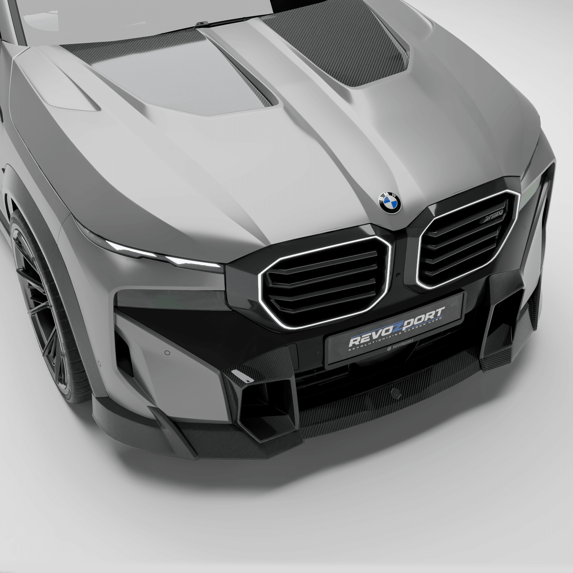 BMW XM G09 carbon fiber hood close up