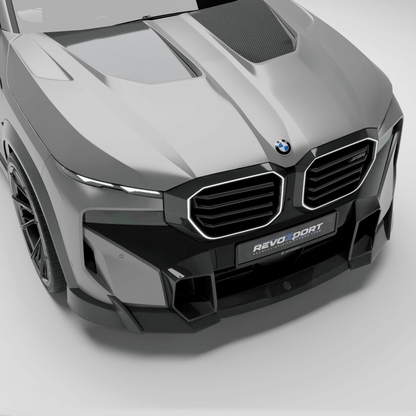 BMW XM G09 carbon fiber hood close up