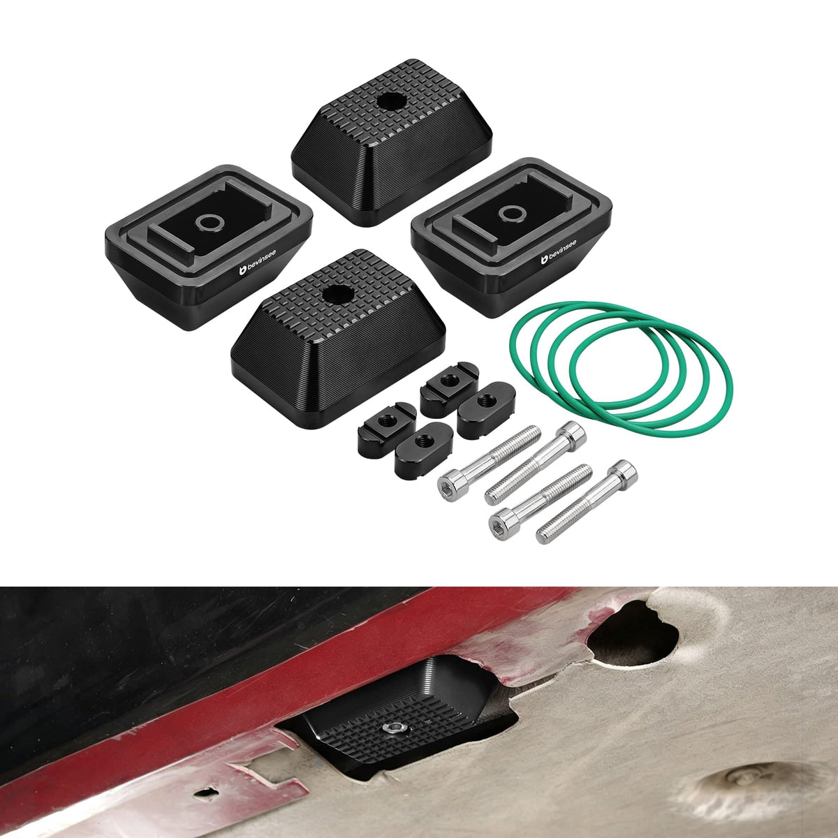 Bevinsee Aluminum Jack Pad Set – for BMW E90 E92 E8X F30 F31 F32 F33 F20 F80 M3 M4 Supra A90
