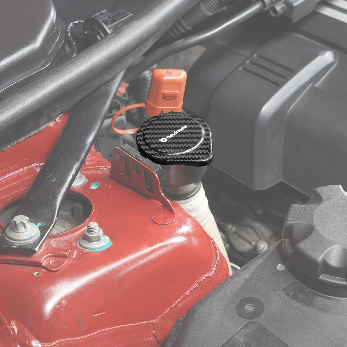 Bevinsee Carbon Fiber Wiper Washer Fluid Reservoir Cap – for BMW E90 E92 E93 X1 E84 E82 E88