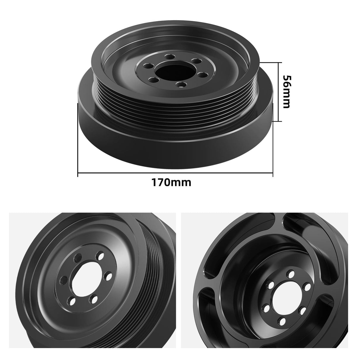 Bevinsee Billet Aluminum Crank Pulley – for BMW E90 E92 E93 E87 E82 135i / 335i N54 Engine