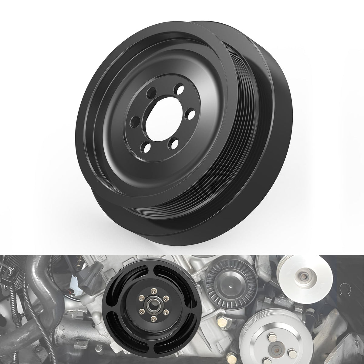Bevinsee Billet Aluminum Crank Pulley – for BMW E90 E92 E93 E87 E82 135i / 335i N54 Engine