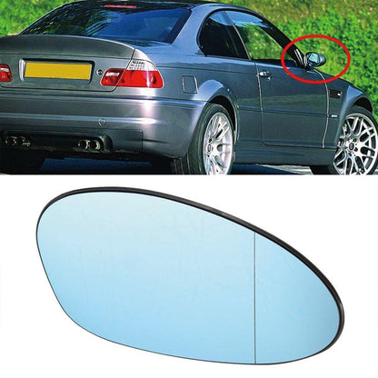 Bevinsee Pair L&R Heated Blue Side Car Door Mirror Glass Fit BMW E90 3 Series