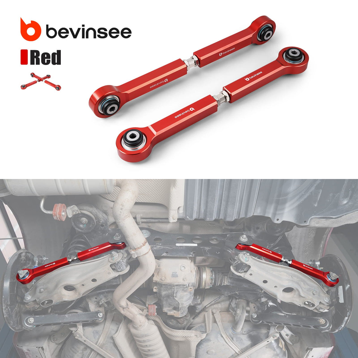 Bevinsee Adjustable Rear Toe Control Arms With Monoball – for BMW E82 E88 E90 E92