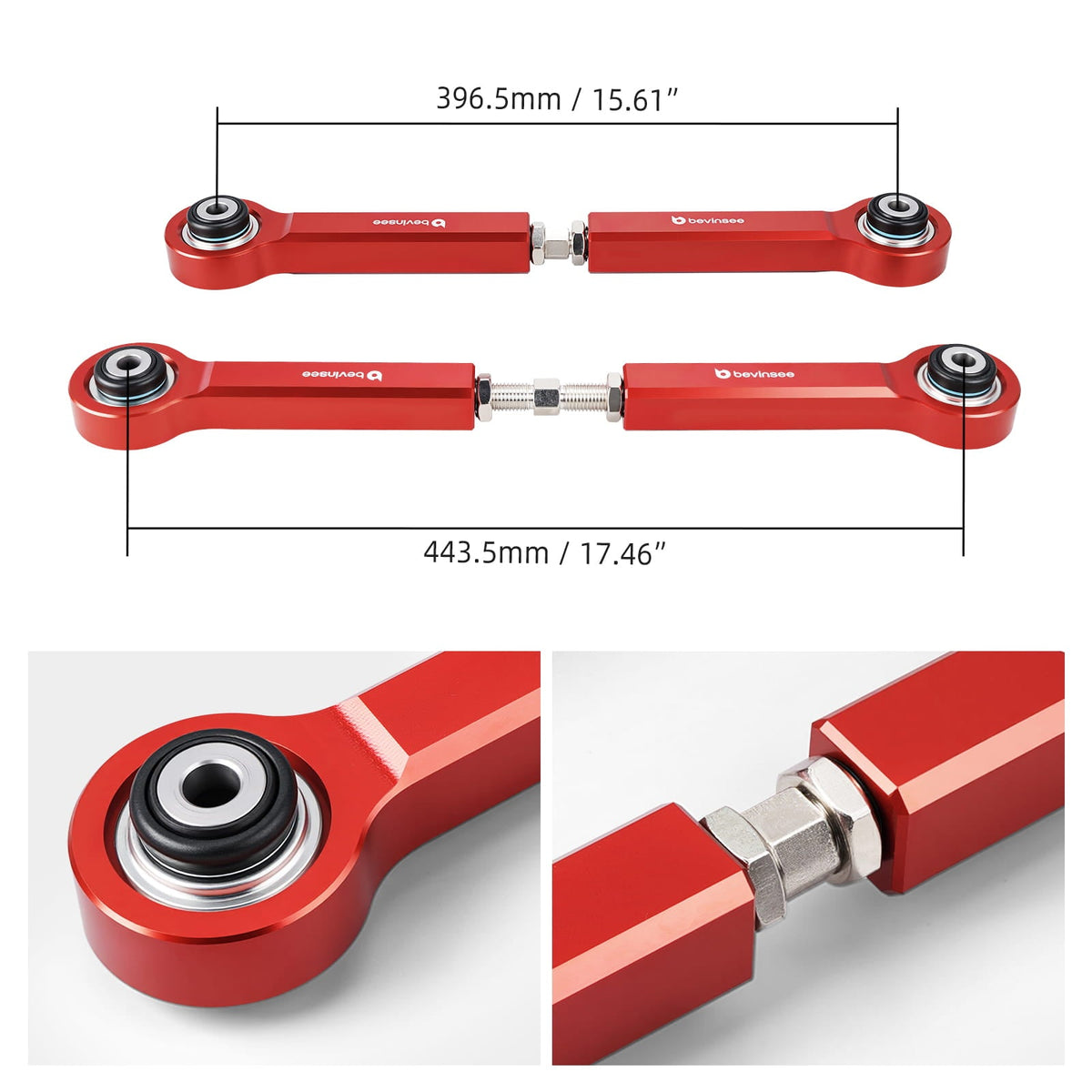 Bevinsee Adjustable Rear Toe Control Arms With Monoball – for BMW E82 E88 E90 E92