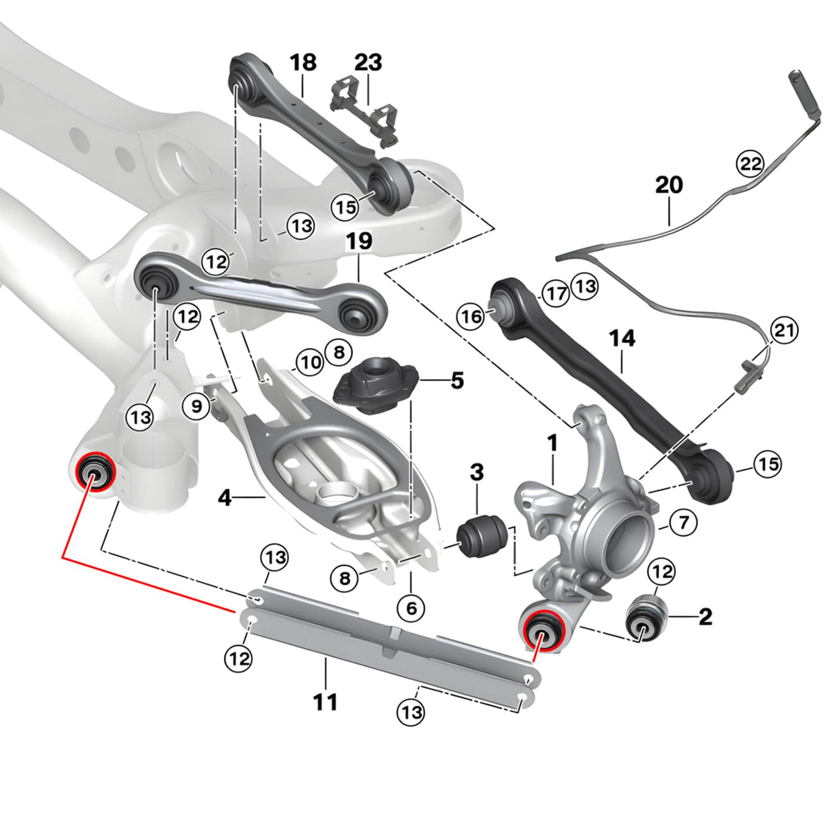 Bevinsee Rear Trailing Arm Bearing Set Upgrade – for BMW E9X E90 E92 M3 E82 E87 E88 1M