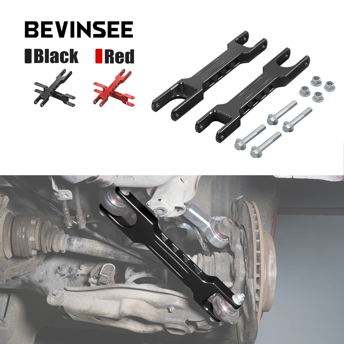 Bevinsee Billet Aluminum Rear Trailing Arm Set – for BMW E82 E87 E88 E90 E92 M3 1M 335i 135i X1 E84