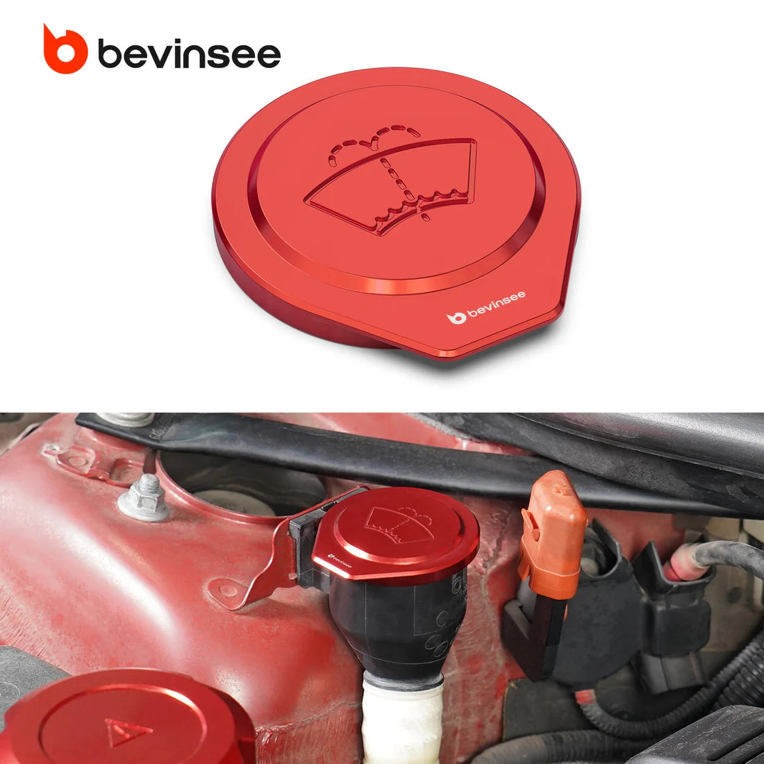 Bevinsee Billet Aluminum Washer Fluid Reservoir Cap for BMW E9X, E8X & X1