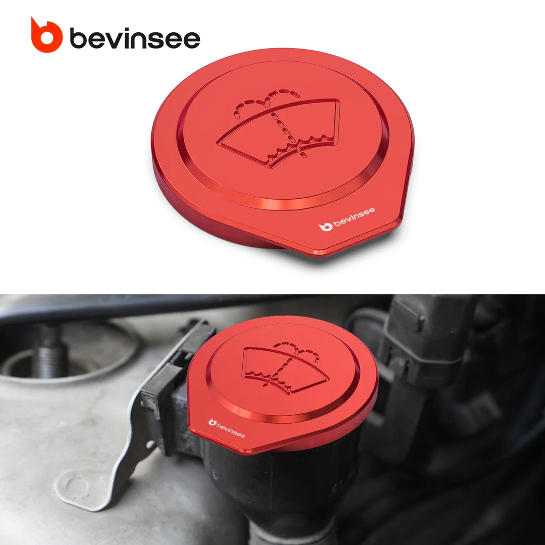 Bevinsee Billet Aluminum Washer Fluid Reservoir Cap for BMW E9X, E8X & X1