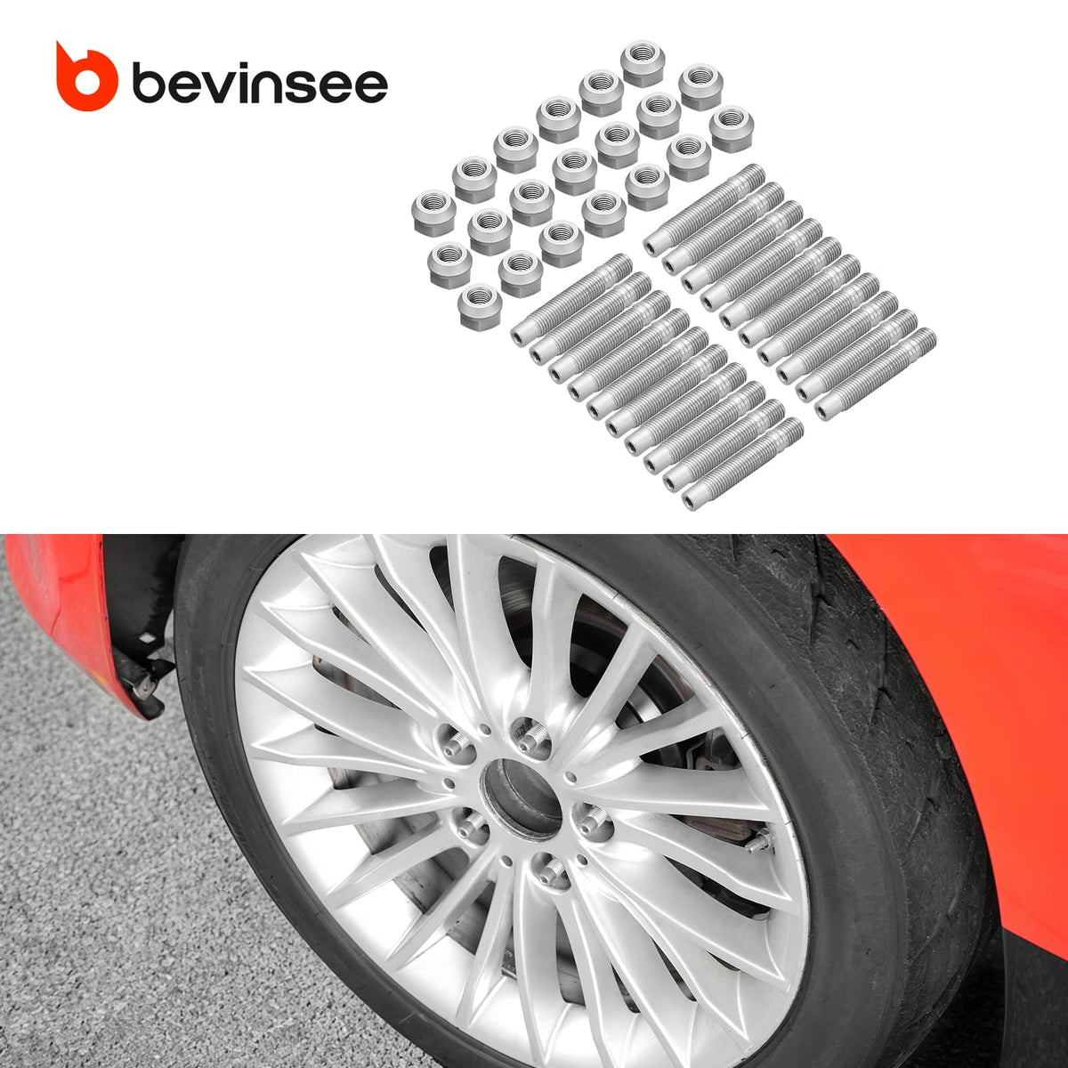 Bevinsee 75mm/90mm Wheel Stud Conversion Kit- M12 X 1.5 Thread – for BMW E36 E46 E90 E92 E60 E39