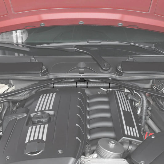 bmw-e92-n54-engine-bay-wire-management-before-after-cowl-delete