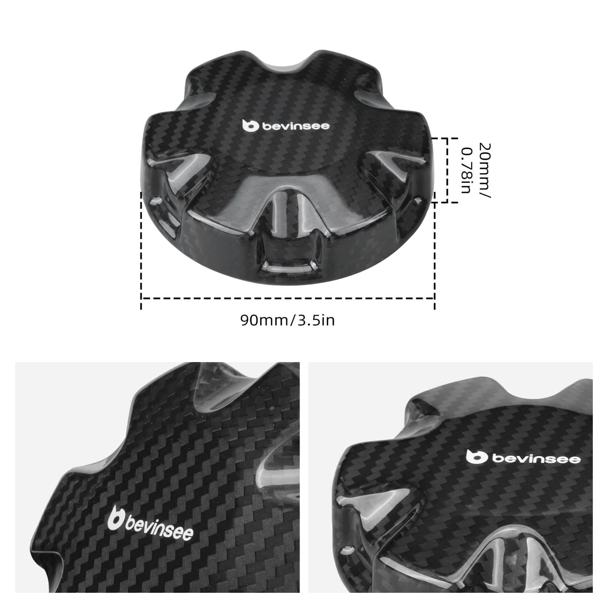 Bevinsee Carbon Fiber Coolant Tank Cap Cover & Real Carbon Fiber Oil Cap Cover & Wiper Washer Fluid Reservoir Cap – for BMW E8X E9X F32 F36 X1 X3 X5
